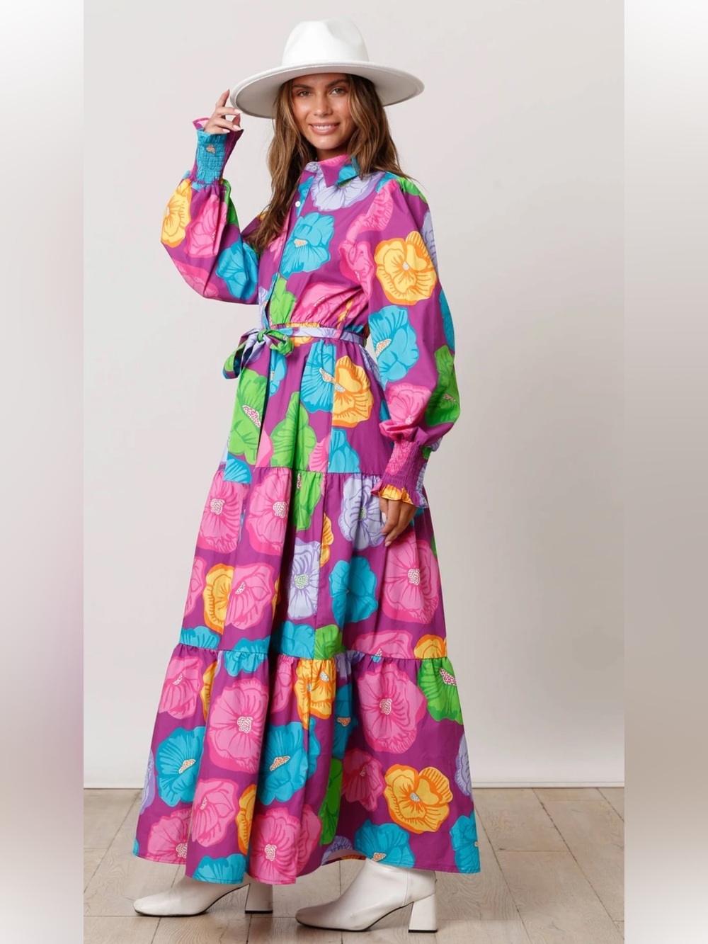 Field Of Poppies Multicolored Maxi Dress - Picture 3 of 14